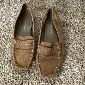 Tan suede Etienne Aigner driving moccasins